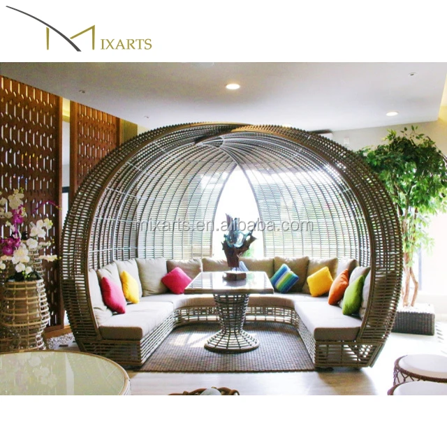 
Mixarts outdoor modern luxury beach rattan cabana bed 