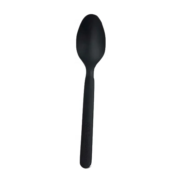 EcoNewLeaf OEM 7 inch Black Disposable Spoon Manufacturer Cheap Eco Friendly pla Big Spoon Wholesale