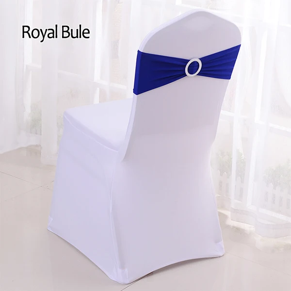 
Wholesale Wedding Chair ties Decoration Lycra Spandex Chair Band With Round Buckle For Wedding Banquet 