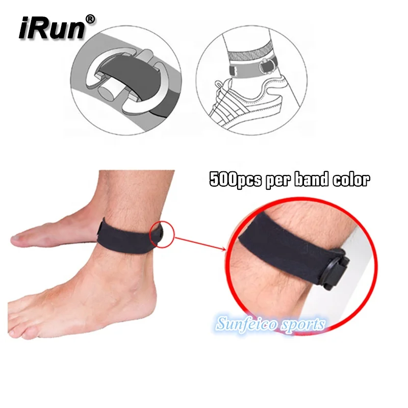 iRun Hook And Loop Padded Ankle Strap For Race Running Triathlon Adjustable Timing Chip Bracelets with customized packag service