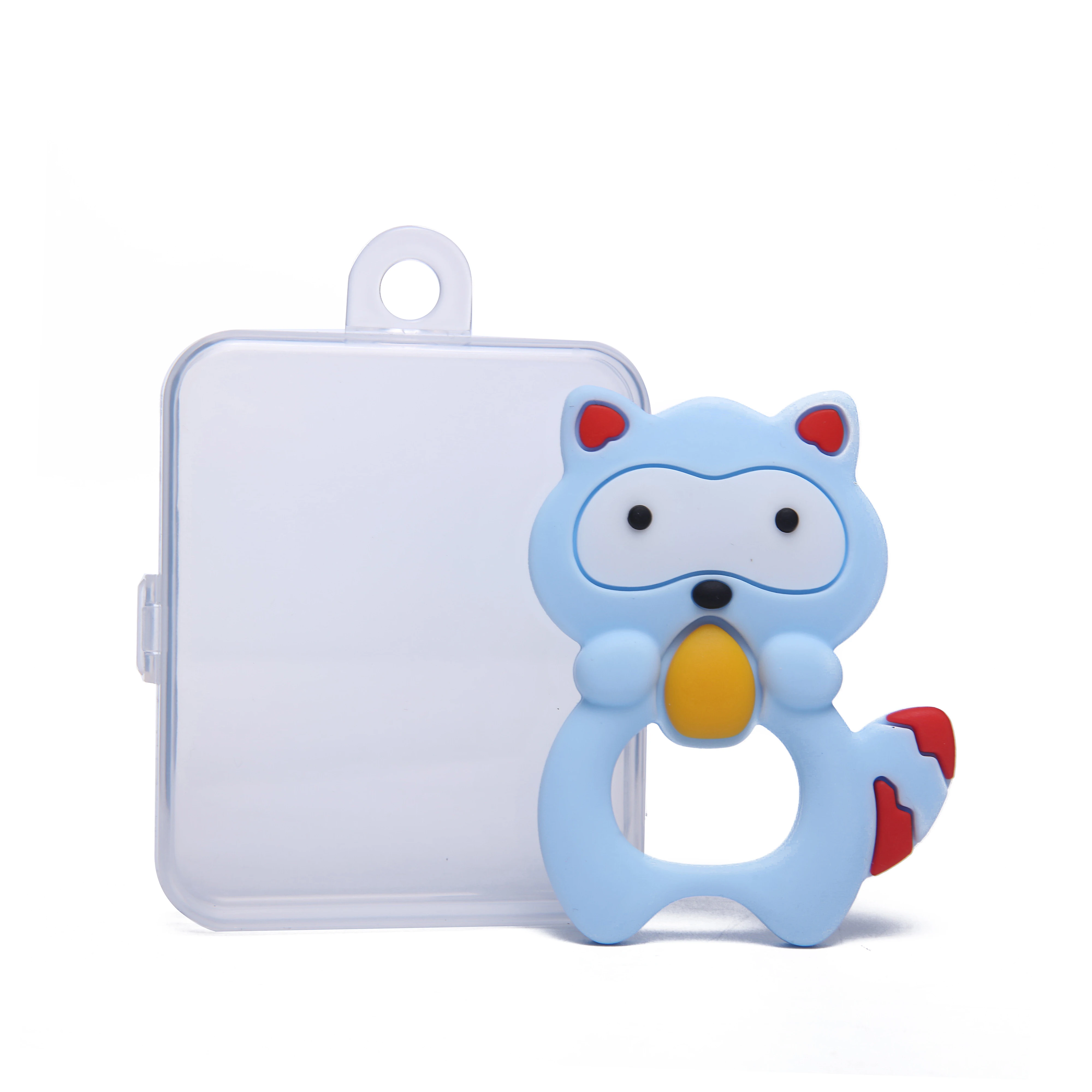 Wholesale new custom cute food grade silicone baby squirrel teether bpa free toy with box