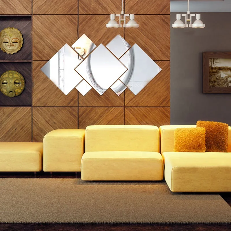 Preciser Contemporary Cube Decor Reflective Wall Mirror Sticker For Bathroom