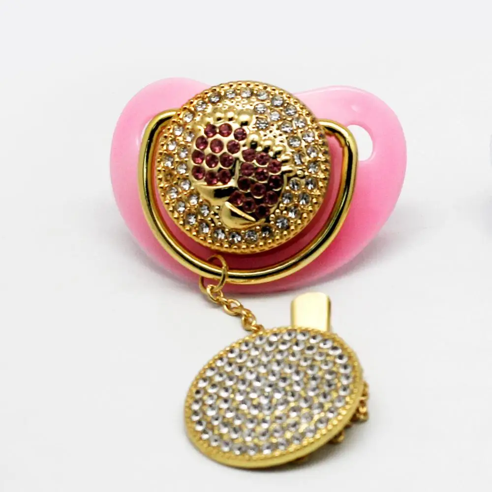 
Luxury Diamond Collection Baby Pacifier & Clip Set 