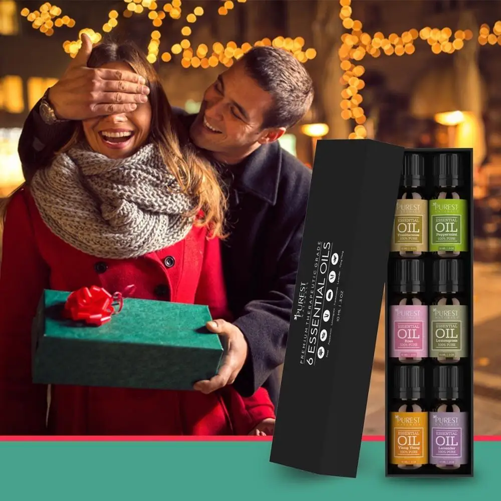 
OEM Pure Essential Oil Gift Set, for Diffuser, Humidifier, Massage, Aromatherapy, Skin Care 