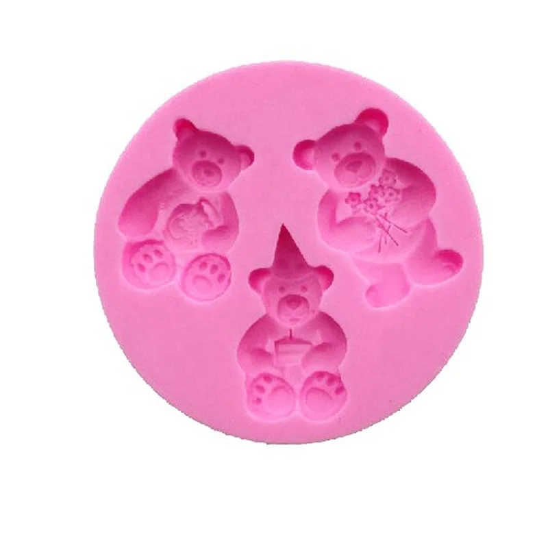 Hot Sale Lovely Baby Bear Family Shape Cake Decorating Tools Baking Mold Fondant Silicone Mold