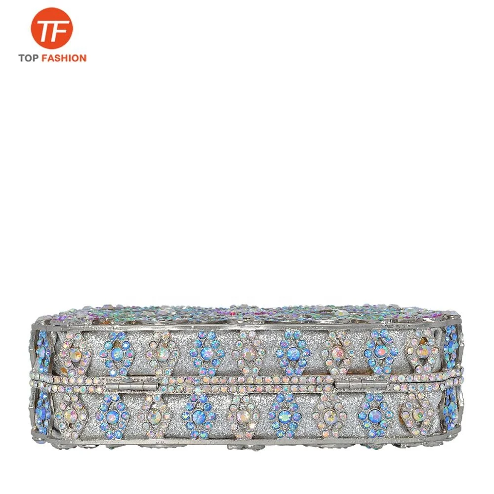 China Factory Wholesales Small Crystal Rhinestone Clutch Purse for Women Formal Party Flowers Evening Bag