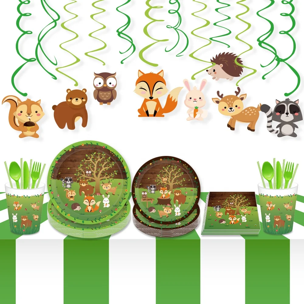 YISHU woodland creatures party decor 44 pcs photo booth props DIY woodland party props