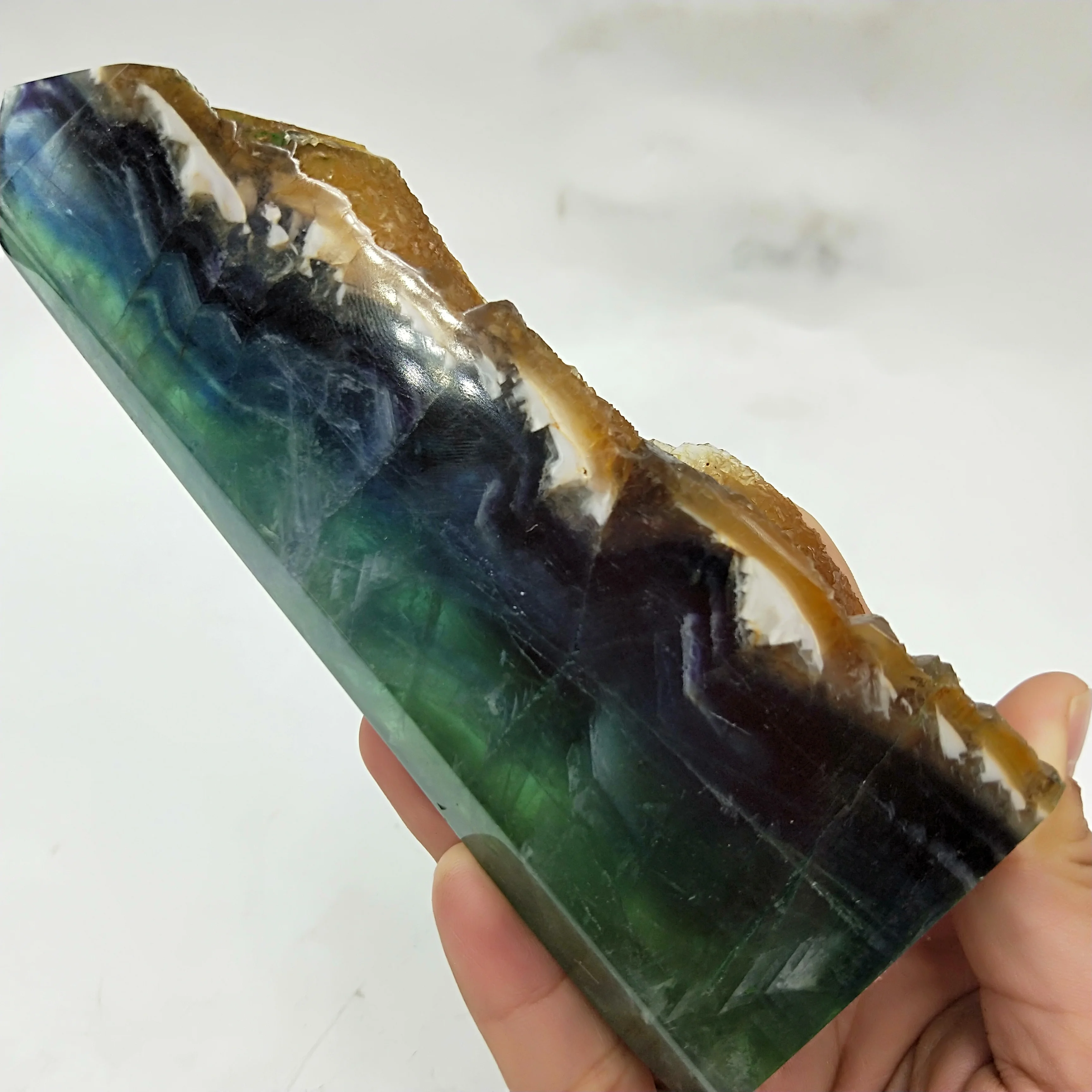 Natural Colour Fluorite Quartz Crystal Sawtooth Specimen Healing Crystal Rough Stone