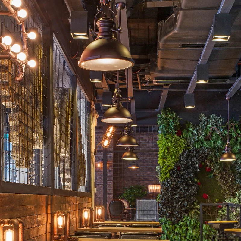 Industry Cafe Bar vintage suspended lamp fixture  e27  black retro pendant light