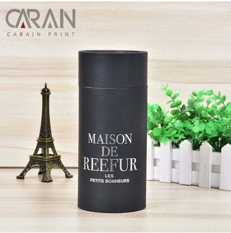 
Color printed black matte round 500ml bottle package paper tube 