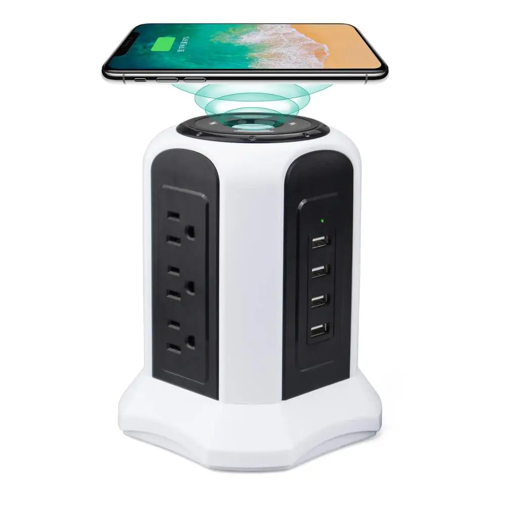 US Wireless Power Extension Socket Tower USB charging Socket