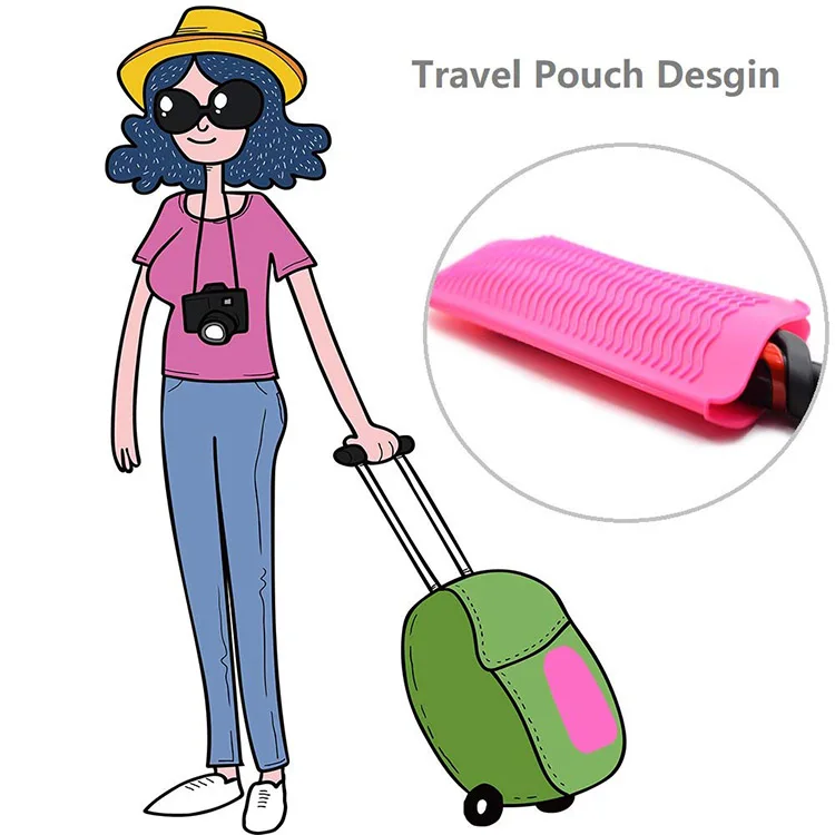 Heat resistant silicone insulation pad mat travel portable hair straightener bag