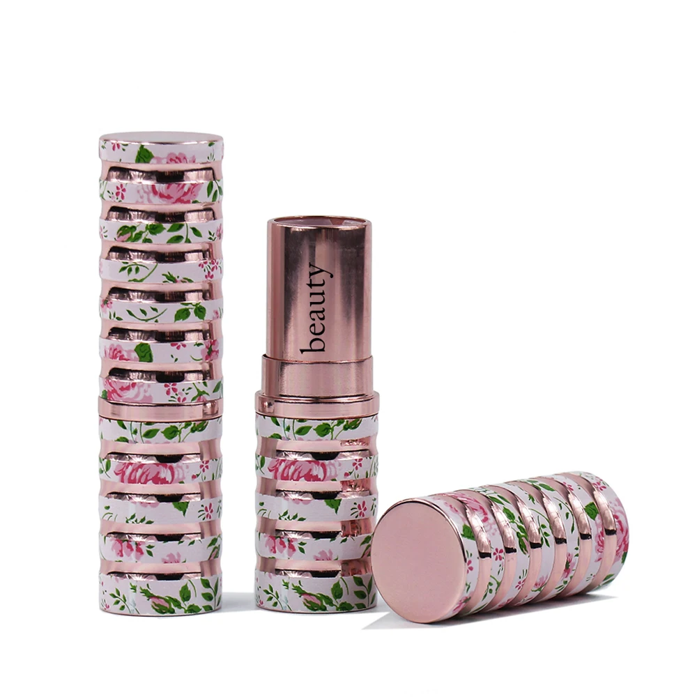 China supplier fashion design elegant empty flower aluminum lipstick tubes