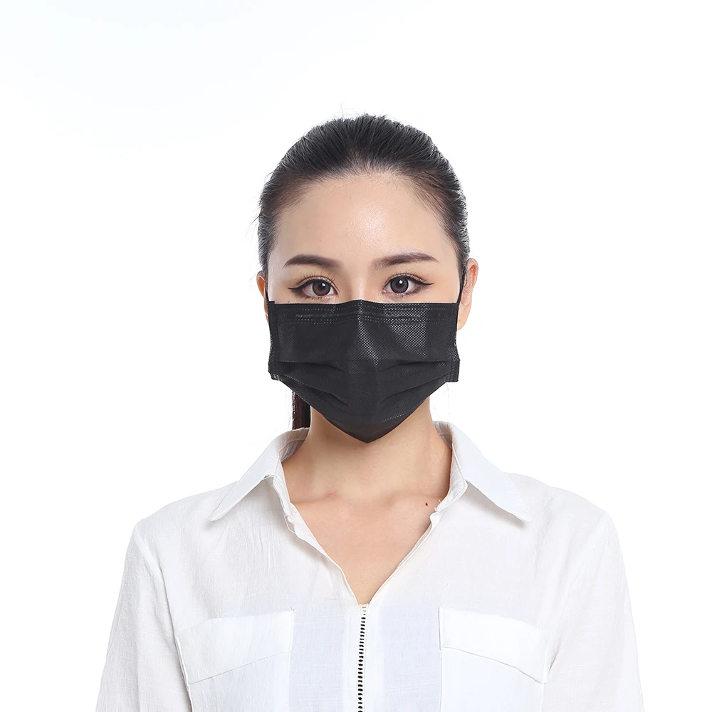 Одноразовый Респиратор медицинская черная маска для лица 2Ply маска для лица с ушными петлями