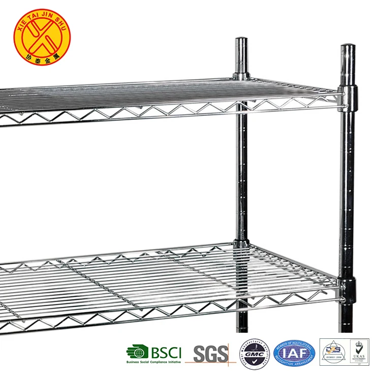 Hot selling 4 tier metal wire free standing storage shelves