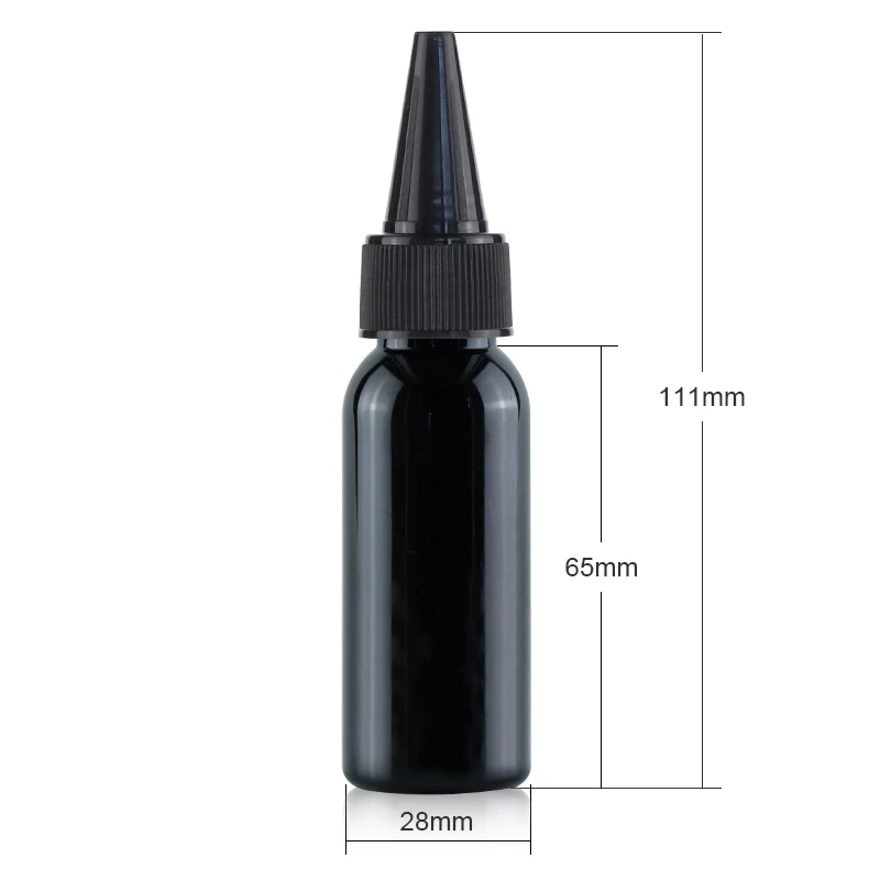 30ml plastic black PET round bottles with black natural twist top caps