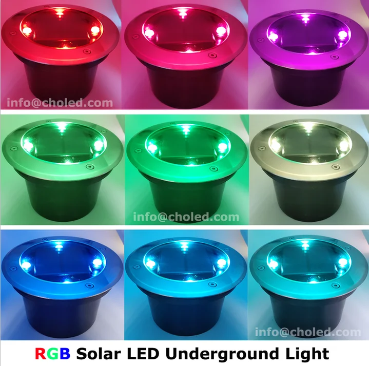 outdoor ip67 rgb 4w 6w led solar inground light