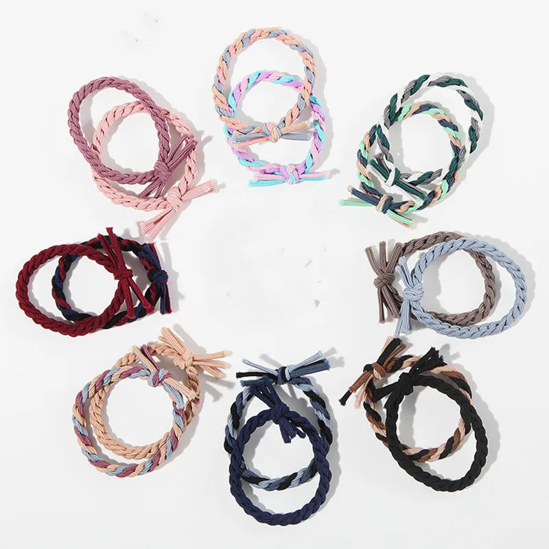 factory supply elegant strong braided elastic hair band with knotted bow