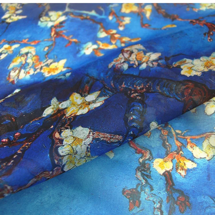 Супер сентябрьская ткань из 100 чистого шелка органзы с цифровой печатью для женской одежды