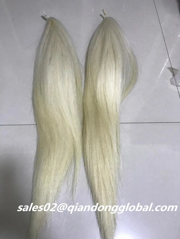 
Factory Price Double Thickness 95cm Pure White False Horse Tail Hair 