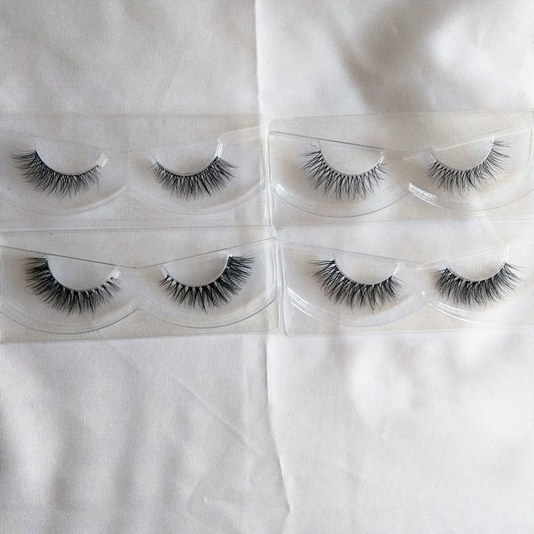 
3D Bottom Mink Fur Eyelashes Clear Band Short Mink Lashes Short Length Natural False Eyelash 