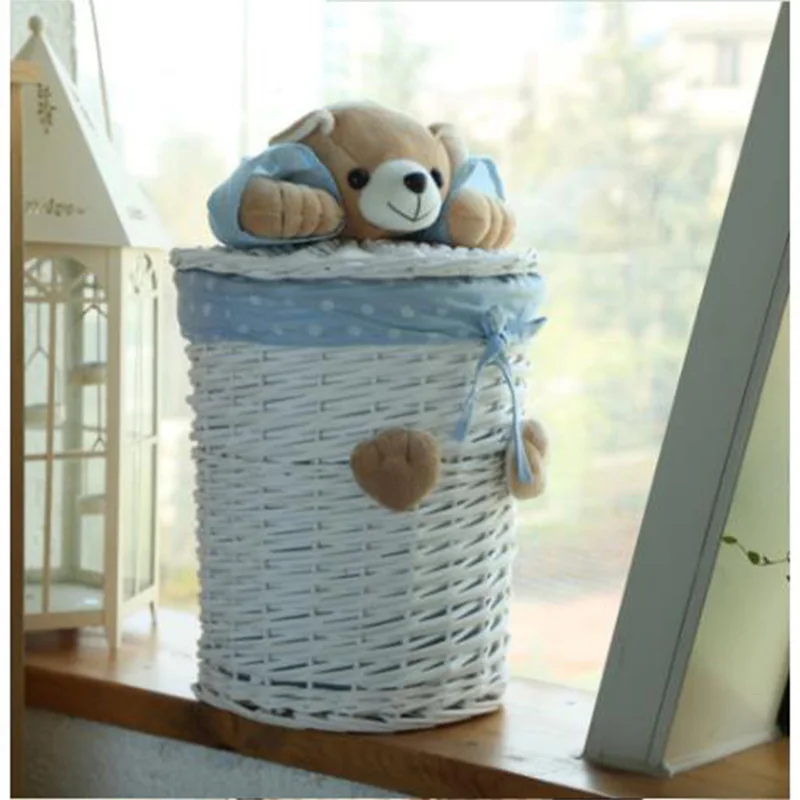 400148 China factory  Round rattan Collapsible Laundry hamper foldable  wicker laundry basket for dirty clothes washing cloth