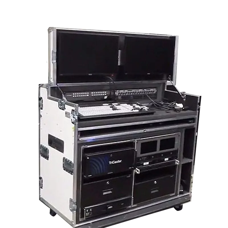 Media Image Control Flight Rack Case for Video Tricaster with TV Mount