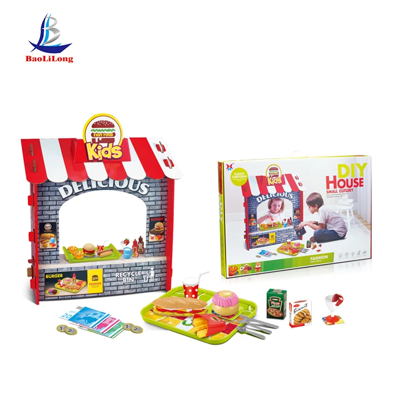 Hamburg Cola French fries diy kids role play toys for children diy house toy fast food shop toys