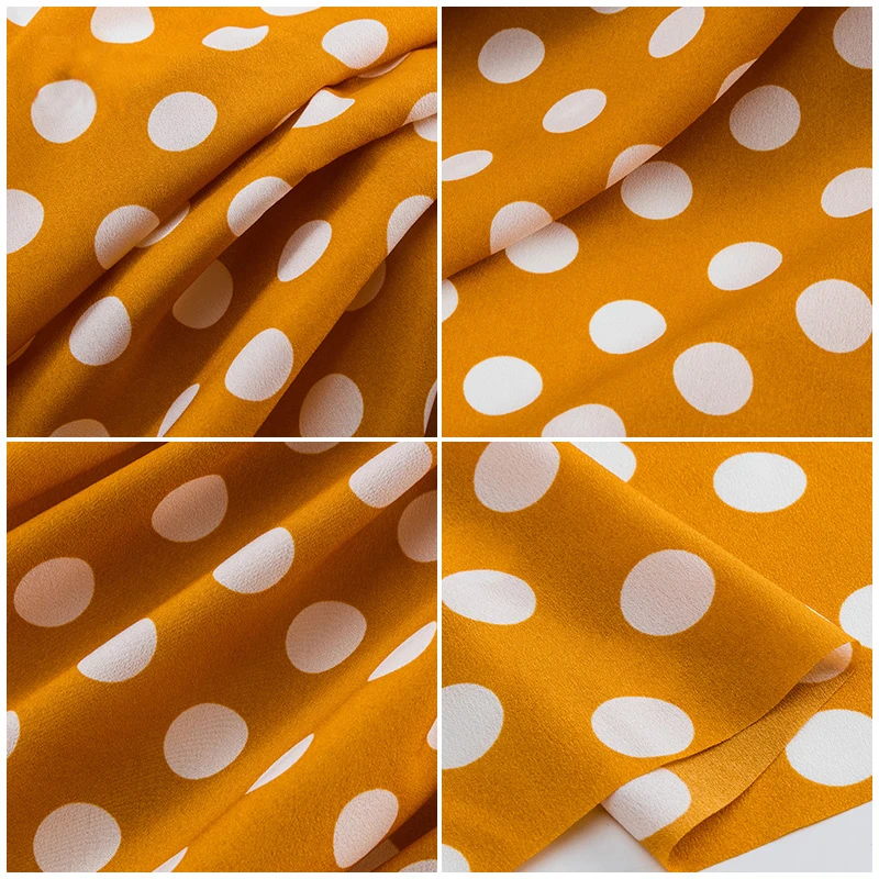 
Textile hot sale woven polyester luster polka dot chiffon fabric for cloth 