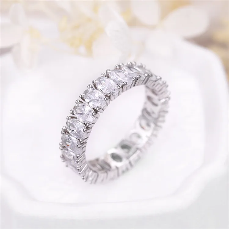 
Sevena jewelry SAR7390 Fashionable Eternity Women Wedding Gold 18k Silver Diamonds Designs CZ Tennis Ring 