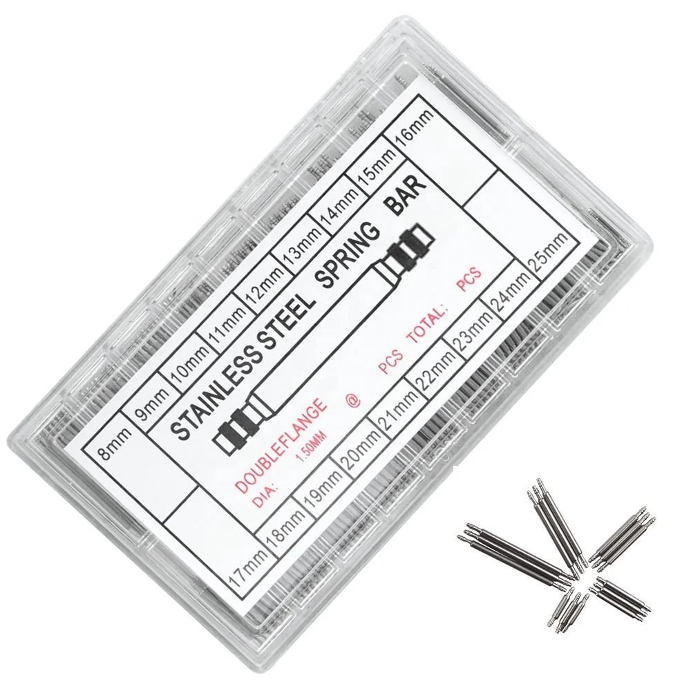 360 Pcs Stainless Steel Watch Band Spring Bars Strap Link Pins 8-25mm Watchmaker