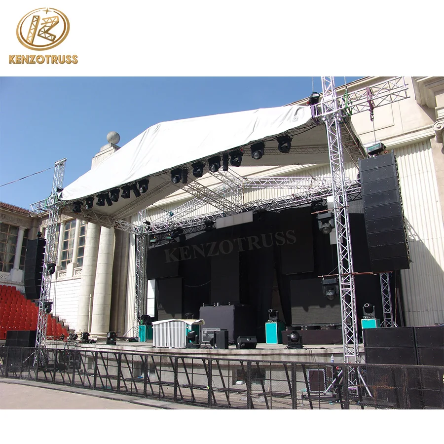 Outdoor Aluminum Concert Stage 4 Pillars Truss System with Roof