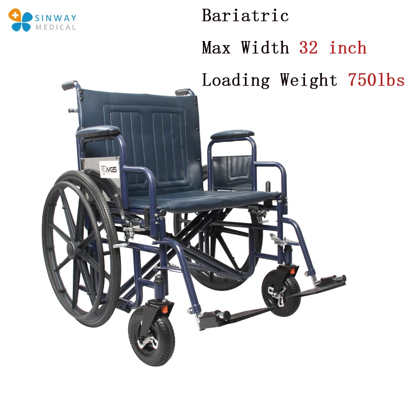 Steel Folding Bariatric  Medical Adjustable Folding Footrest Wheel Chair Wheelchair For Disabled People