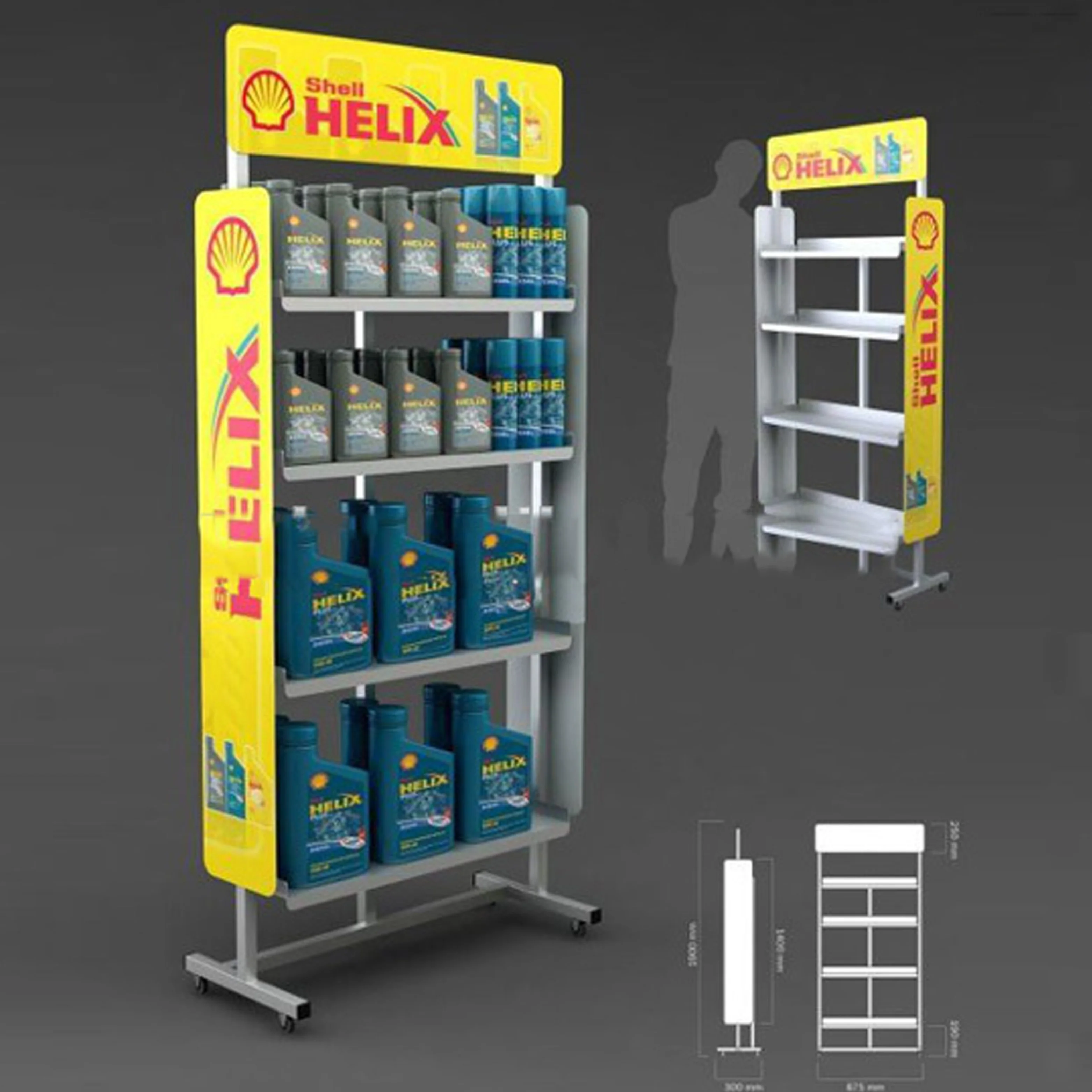 Wood Essential Motor Oil Display Rack,shop Display Furniture