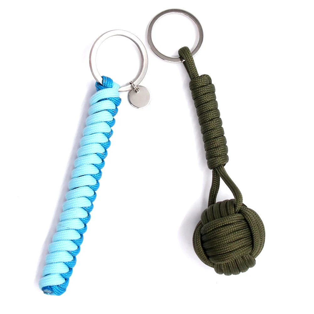 Outdoor custom keychain paracord survival keyring monkey fist ball knot key paracord keychains