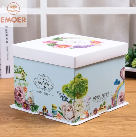EMOER  elegant Custom printed carton corrugated paper packaging cake box
