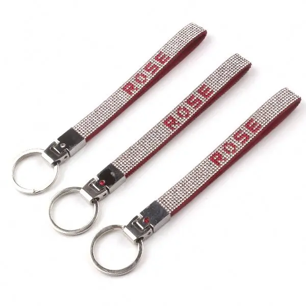 Hot selling  rhinestone wristlet keychain with with custom logo keychain