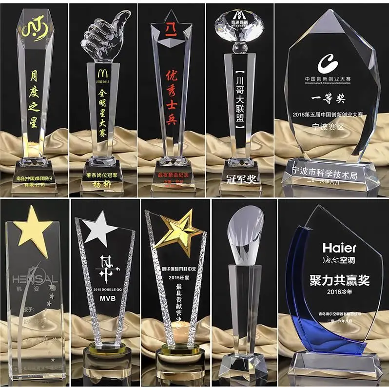 K9 crystal souvenir with metal novel design wholesale star trophy medal plaque award for sports music dance events