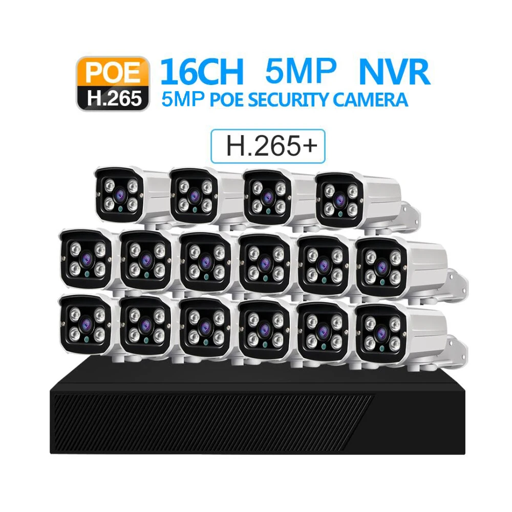 5.0MP 16 канальный H.265X POE IP камера комплект Голос Запись междугородние ночное видение сигнализации безопасности системы