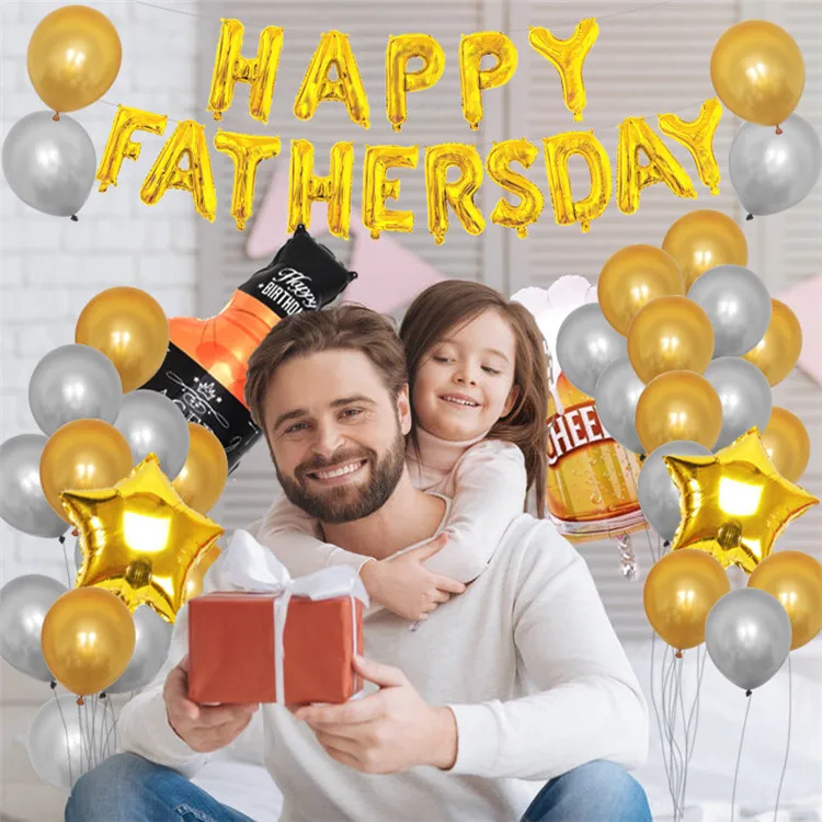 
Hanging Happy Mother Father Day Foil Balloons Banner Happy Birthday Self Inflatable Balloon Party Decoration Set 