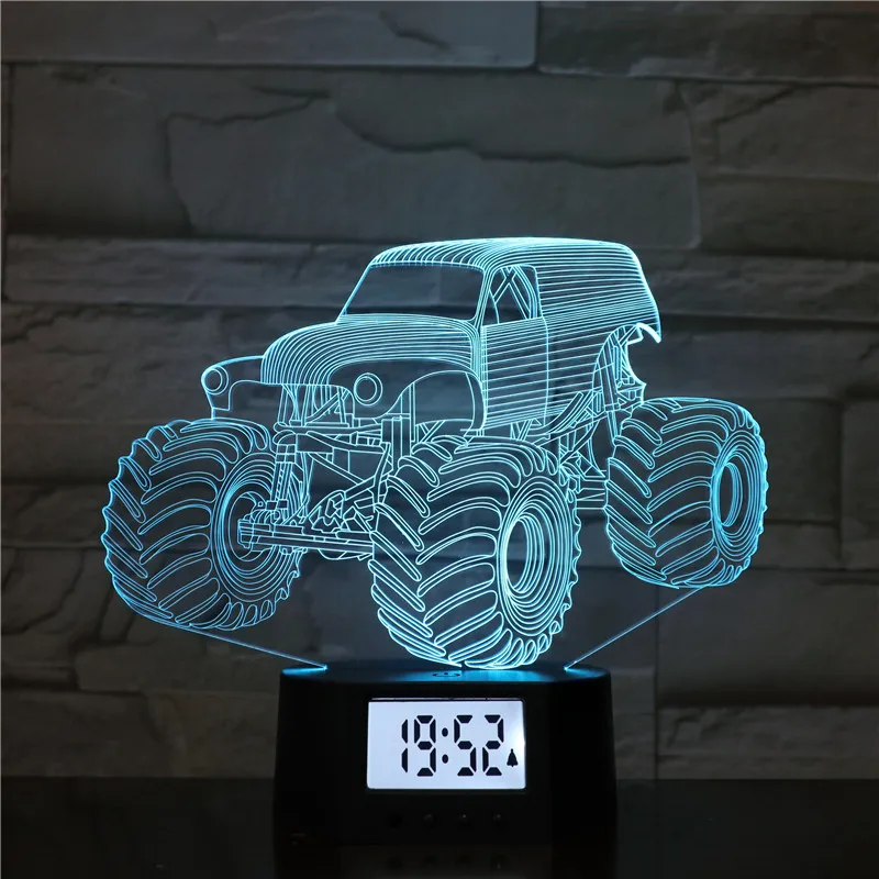 3d иллюзия Лампа с будильником база OEM/ODM в форме грузовика Рождественский подарок лампа