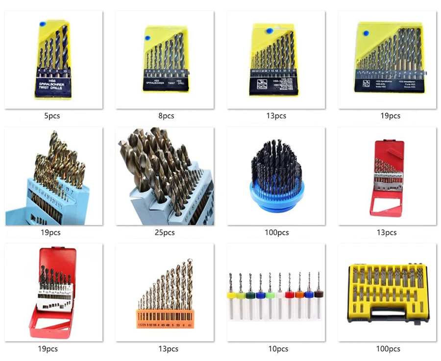 13pcs HSS TiN Titanium coating straight Twist drill bits 1.5 2 2.5 3 3.2 3.5 4 4.5 4.8 5 5.5 6 6.5mm plastic box packaging