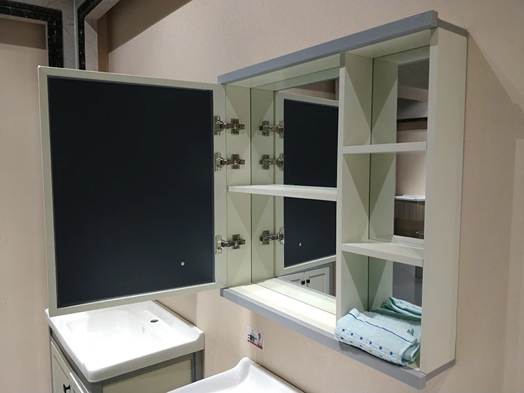 Белый шкаф для ванной комнаты туалетный столик с раковиной и зеркалом