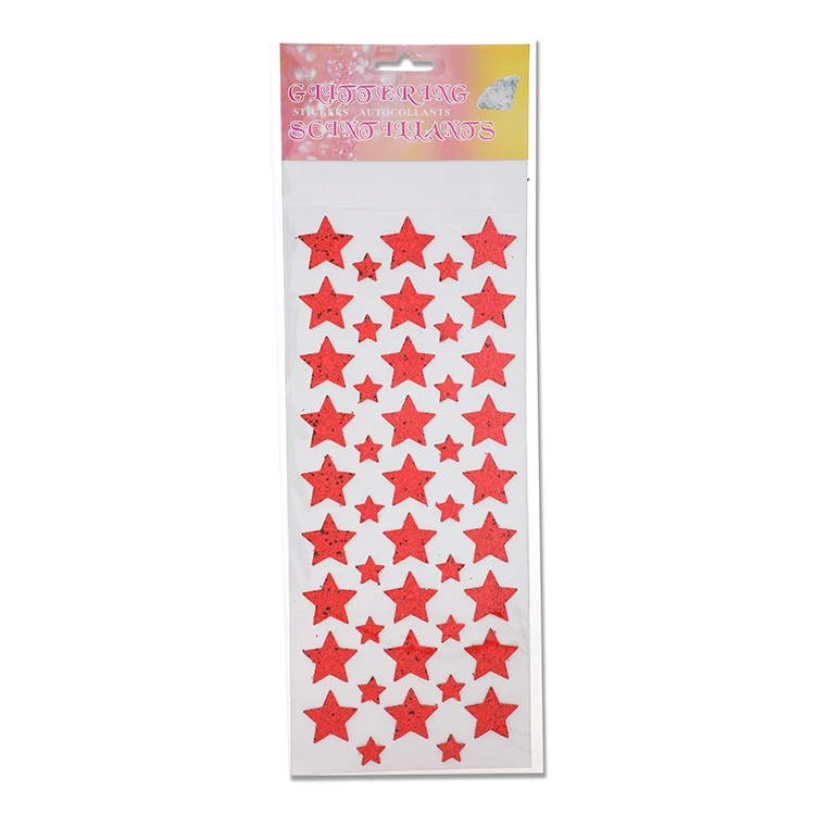Promotional lowest price decoration EVA material gold star shape glitter sticker in stock