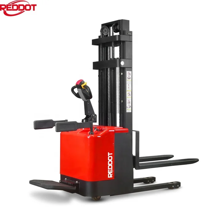 Reddot дешевый всадник полный электрический штабелер с подлокотником и подставкой