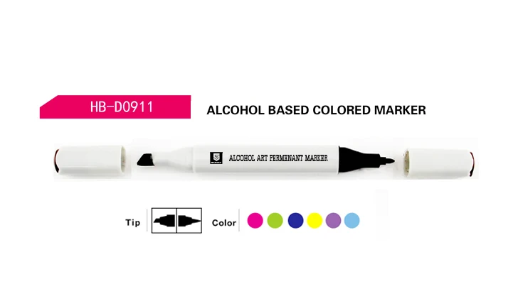 Touch Five Square Shape White Barrel Waterproof Permanent Marker Pen