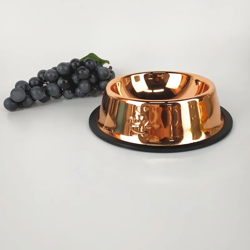 High Quality Gold Rose Copper Pet Bowls Hot Sale Unique Design Stainless Steel Copper Dog Bowl