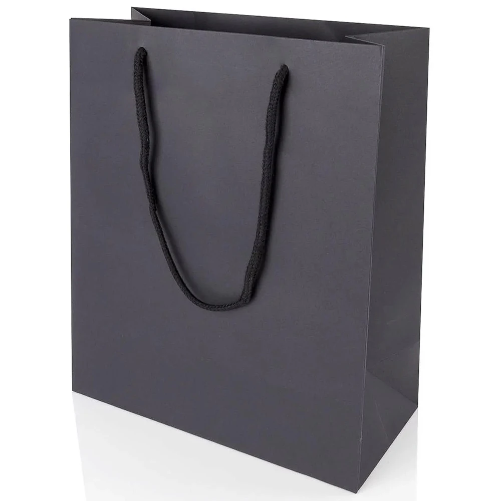 
Custom logo print luxury personalised paper black gift bag 