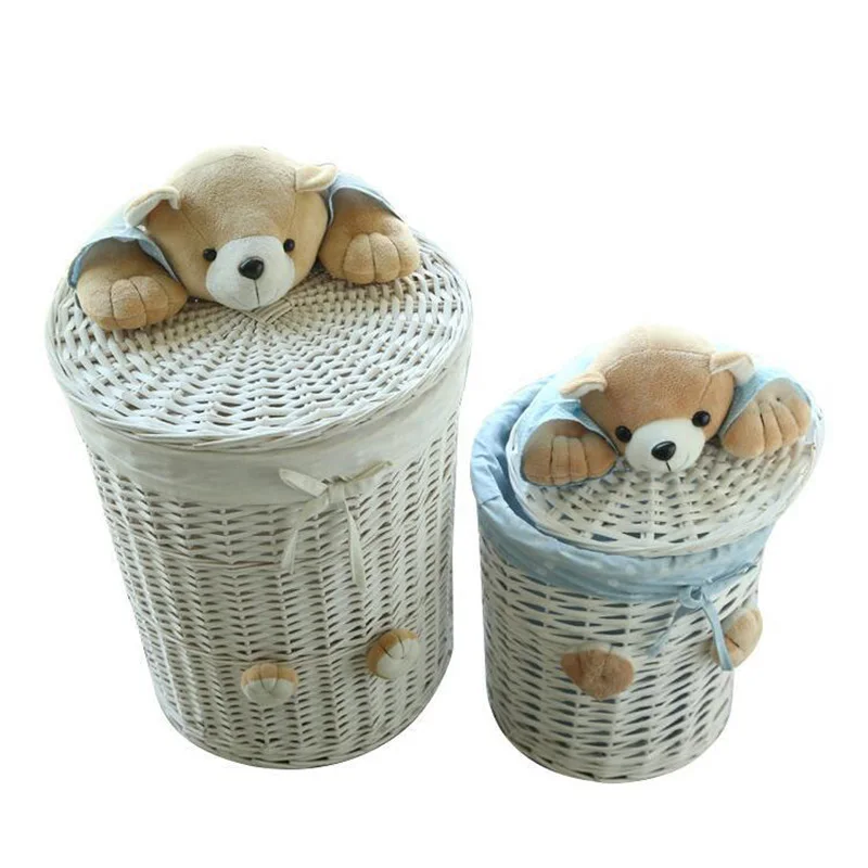 400148 China factory  Round rattan Collapsible Laundry hamper foldable  wicker laundry basket for dirty clothes washing cloth