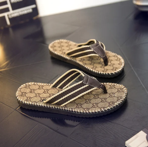 2019 new design summer anti slip flat flip flops for men beach cotton custom wholesale slippers